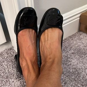 Salvatore Ferragamo Black Patent Block Heel size 6 super comfortable